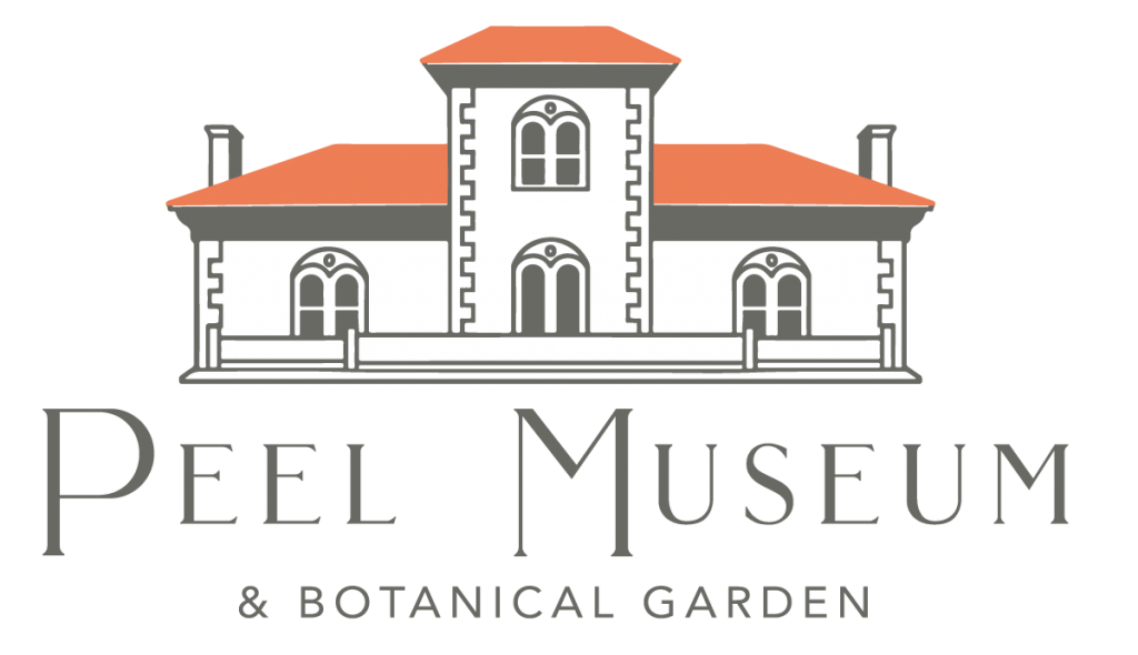 Peel Museum logo (illustration of the Peel Mansion with the words Peel Museum & Botanical Garden written underneath)