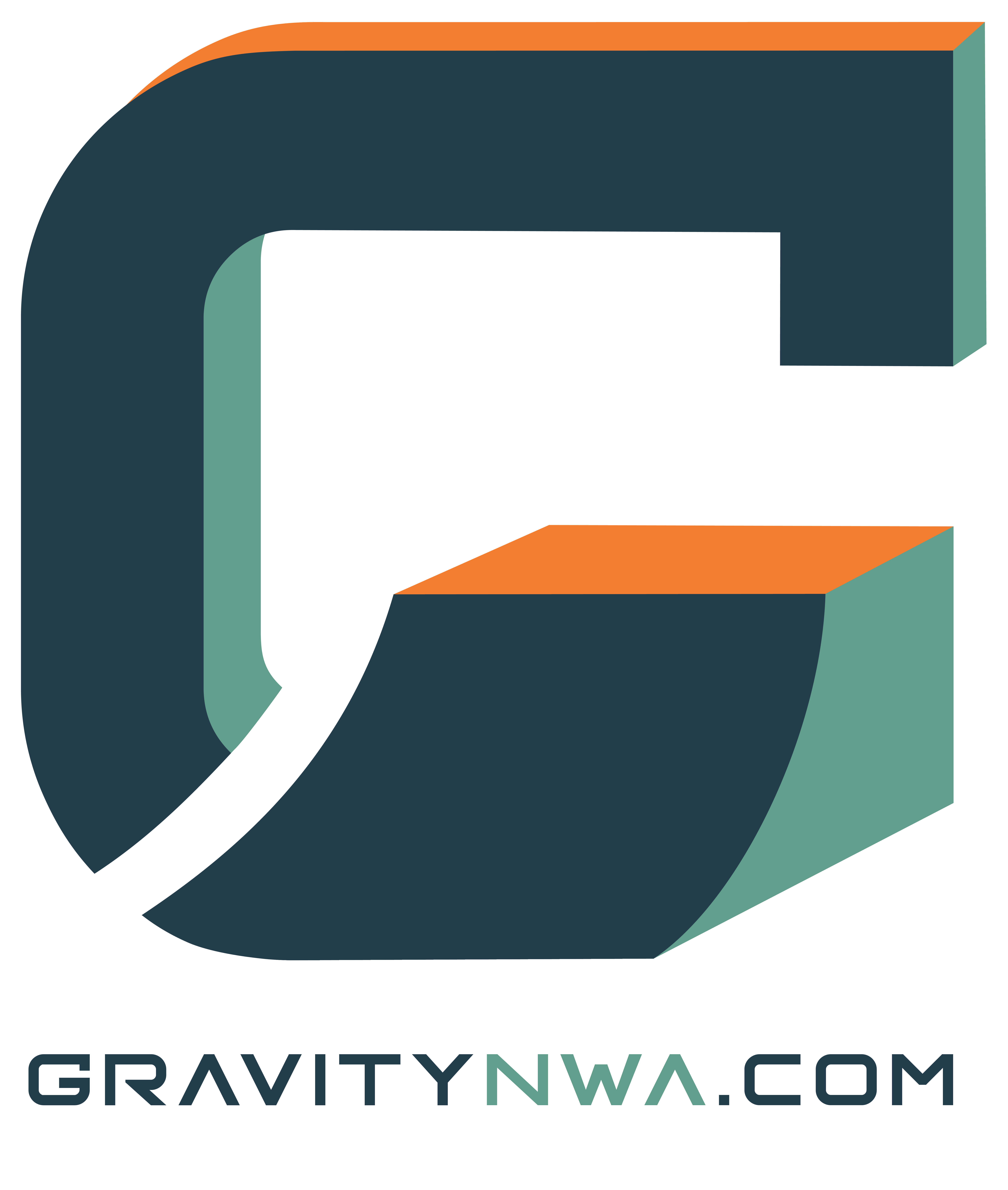 Gravitynwa.com logo in dark blue, green, and orange.