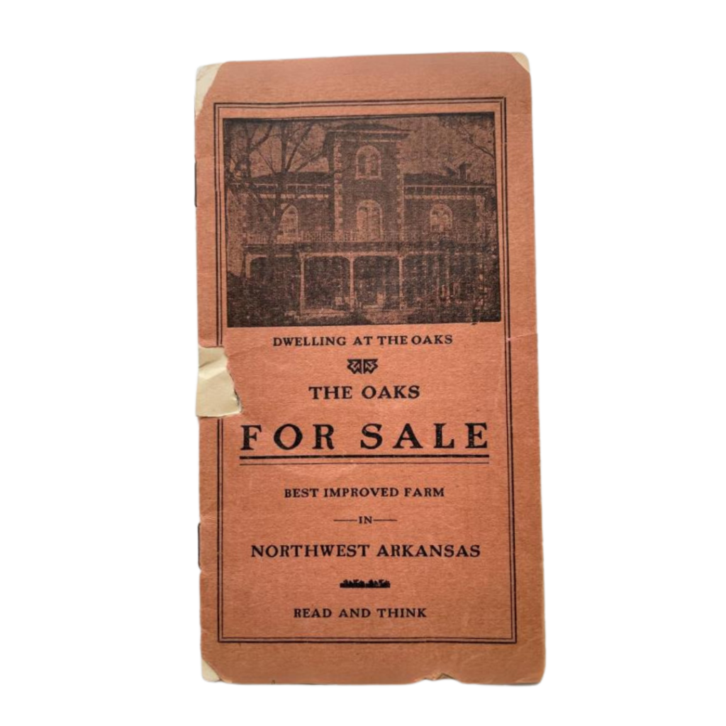 Orange Paper Brochure from 1906 that was used to sell the Oaks Peel Family House in Bentonville, Arkansas