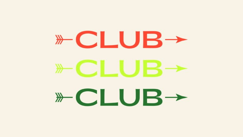The word club stacked on top of each other 3 times - with an arrow through it - The Quiver in Bentonville, Arkansas