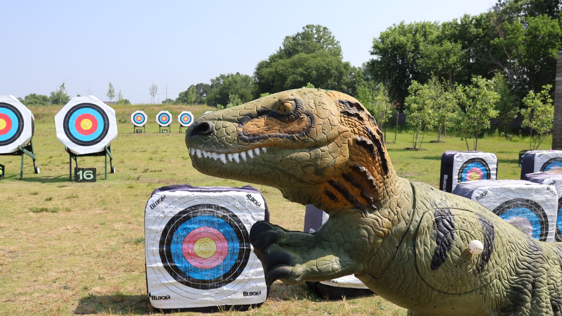 3D dinosaur target at the archery range in Bentonville Arkansas