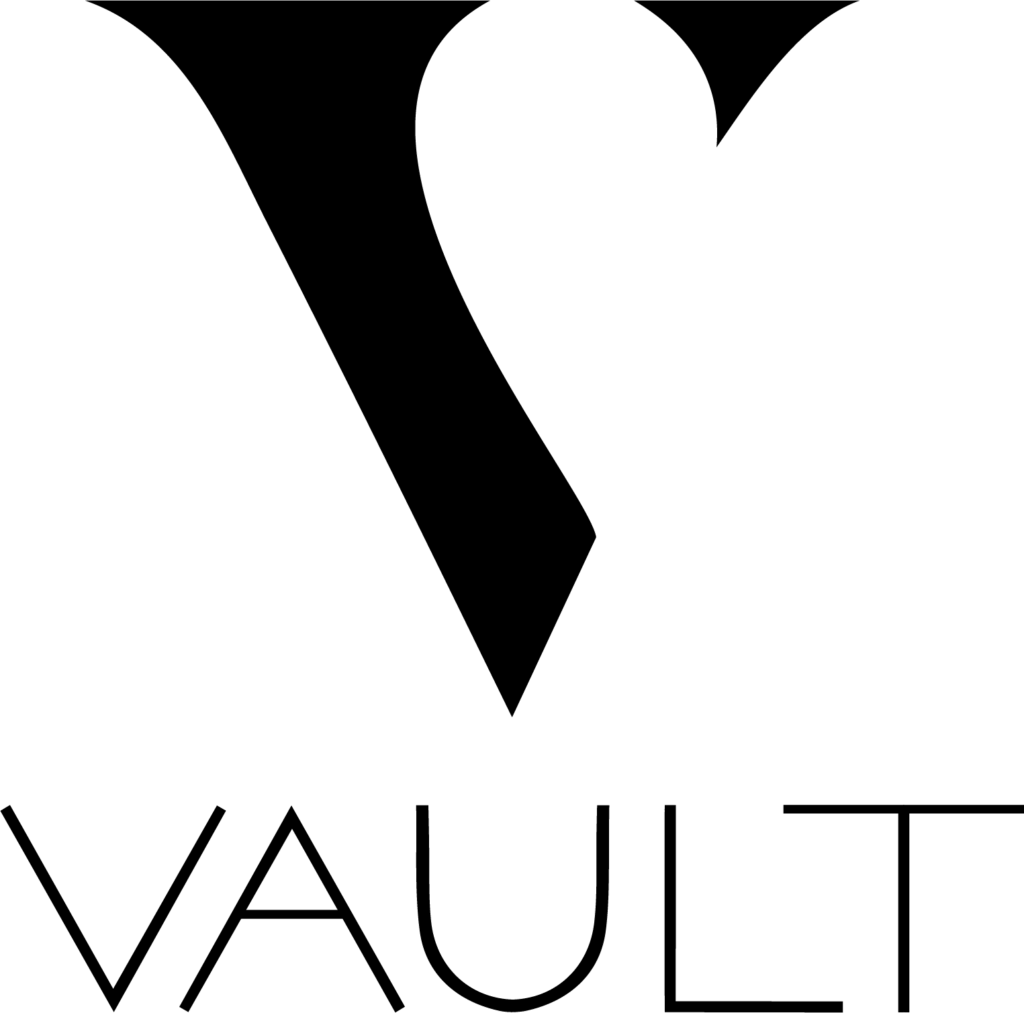 Vault logo (black "V" with Vault written beneath)