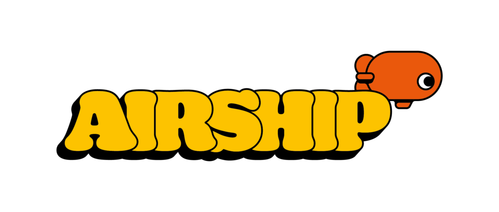 Airship Coffee Logo (yellow text, little orange animated airship on the top right)